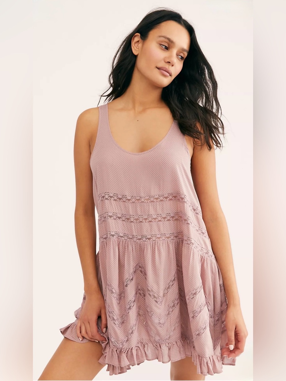 Free people Intimately Voile and Lace Trapeze Slip mini dress/top